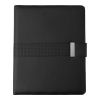 PU A4 Folder With Power Bank & Tablet Holder Black | 1-Colour Pad Print