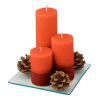 Set Of Three Pilar Candle On Glass Plate Red | Without Branding