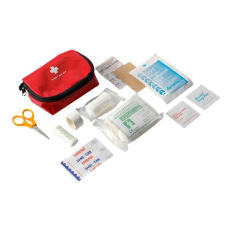 First Aid Kit In Nylon Pouch Red | Without Branding