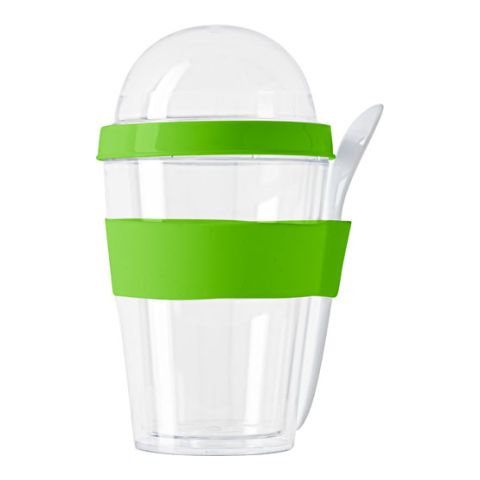 Plastic Breakfast Mug With Separate Compartment Light Green | Without Branding