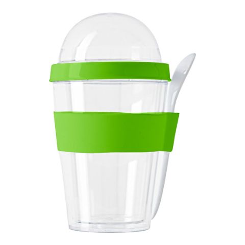 Plastic Breakfast Mug With Separate Compartment  Light Green | Without Branding
