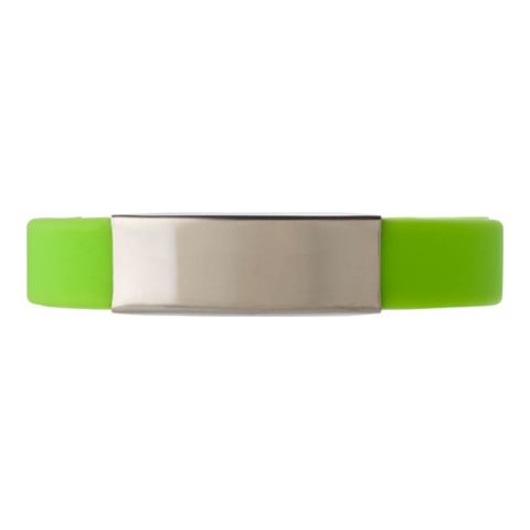 Silicone Wristband With Metal Plate  Light Green | Without Branding
