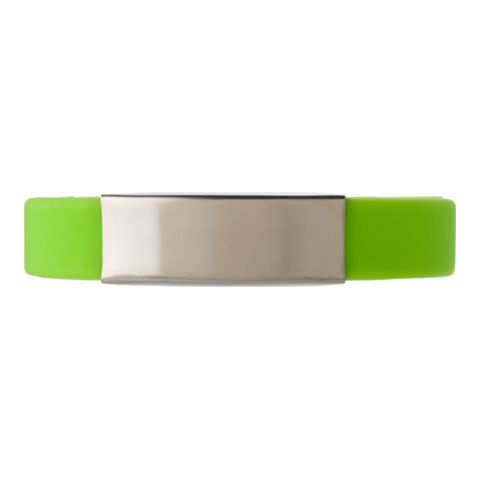 Silicone Wristband With Metal Plate Light Green | Without Branding