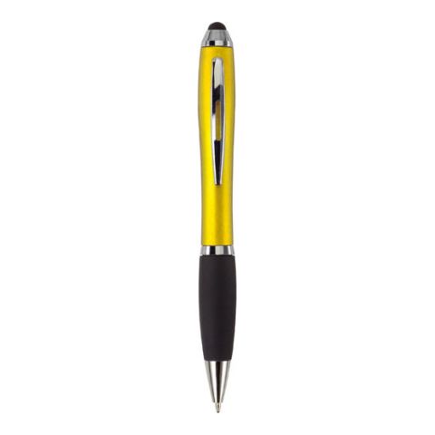 Ball Pen With Black Rubber Grip &amp; Stylus Yellow | Without Branding