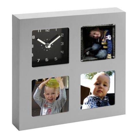 Analogue Clock, Photo Holder  Silver | 1-Colour Pad Print