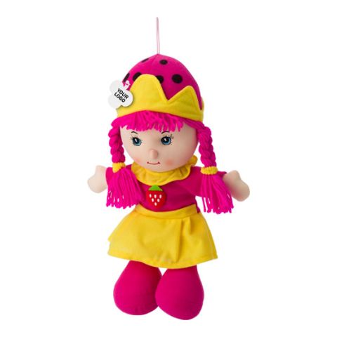 Cotton Stuffed, Girl Shaped Doll  Colourful | 1-Colour Pad Print