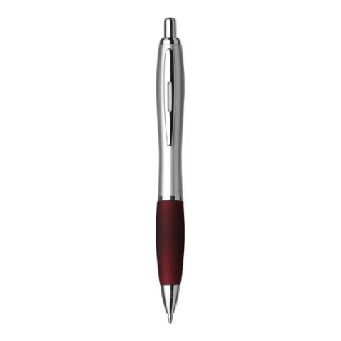 Plastic Ball Pen, Silver Barrel Dark Red | Without Branding