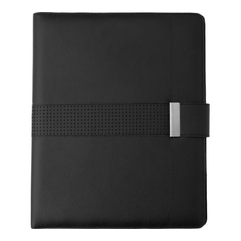 PU A4 Folder With Power Bank &amp; Tablet Holder Black | 1-Colour Pad Print