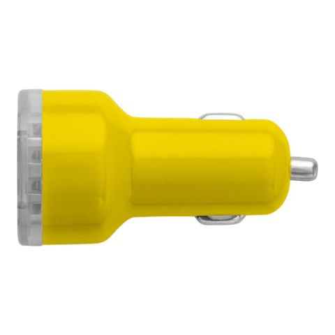 Plastic Car Power Adapter With Two USB Ports Yellow | Without Branding