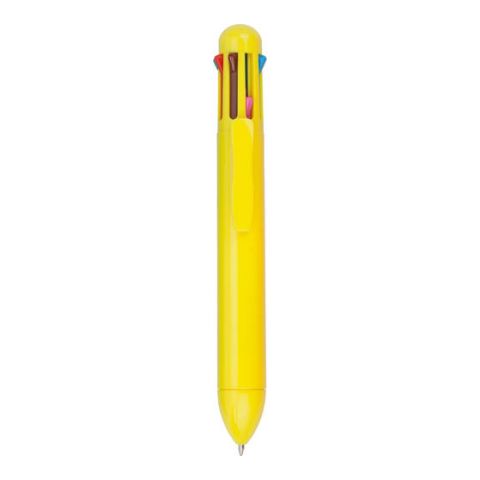 Eight Colour Plastic Ball Pen Yellow | Without Branding