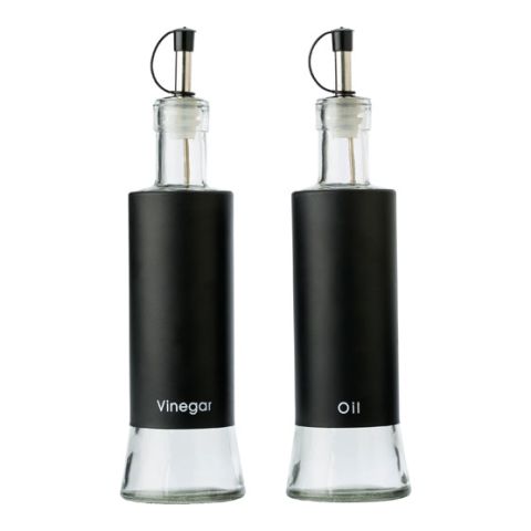 Glass Oil / Vinegar &amp; Salt / Pepper Set Black | 1-Colour Pad Print