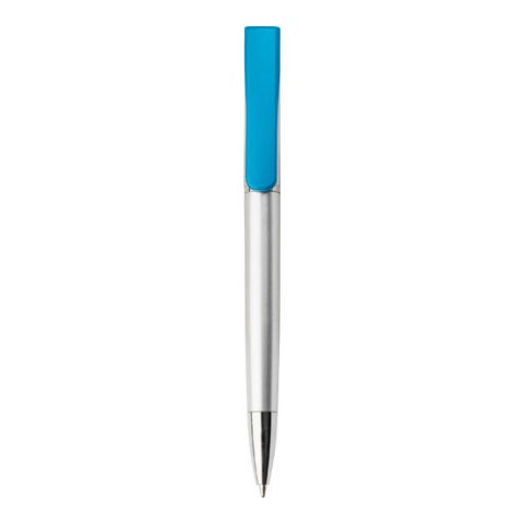 Plastic Ball Pen With Coloured Clip, Black Ink Light Blue | Without Branding