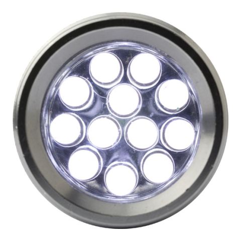 Torch With 12 LED Lights Silver | 1-Colour Pad Print