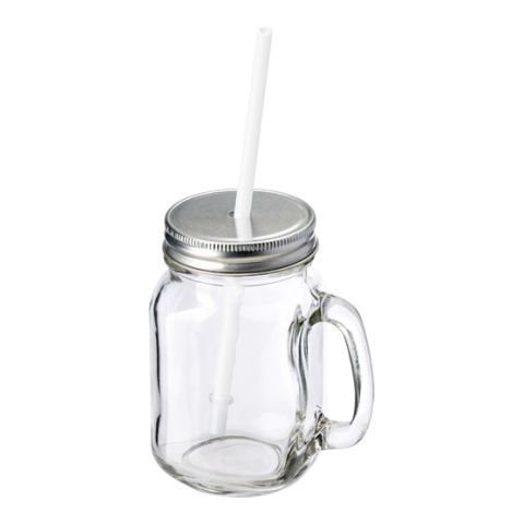 Glass Mason Drinking Jar With Handle  Transparent | Without Branding