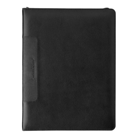 Leather Charles Dickens A4 Zipper Folder Black | 1-Colour Pad Print