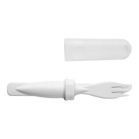 Plastic Travel Cutlery Set, White | Without Branding