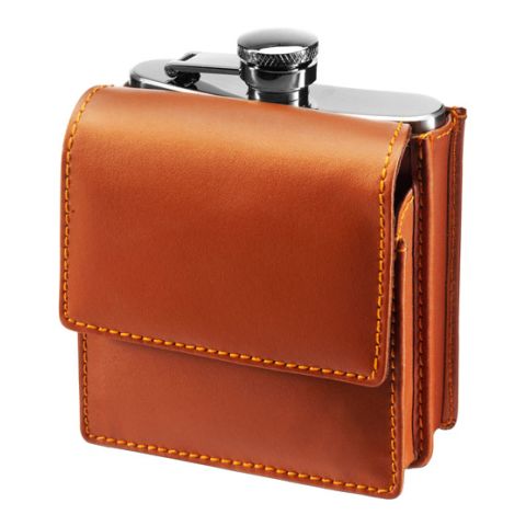 6Oz Stainless Steel Hip Flask Brown | 1-Colour Pad Print