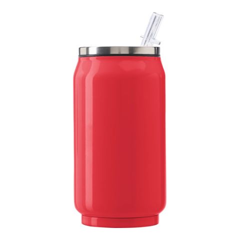 Leak Proof Drinking Can With Build In Straw Red | 1-Colour Pad Print