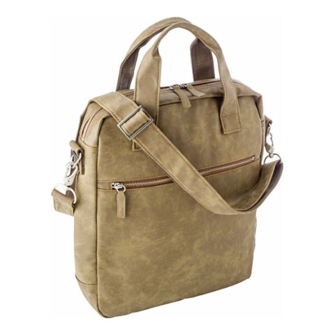 PU Laptop Shoulder Bag Beige | 1-Colour Screen Print