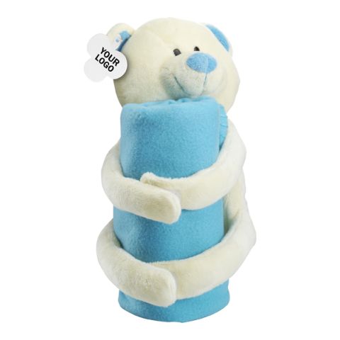 Soft Toy Bear, Fleece Blanket Light Blue | Without Branding