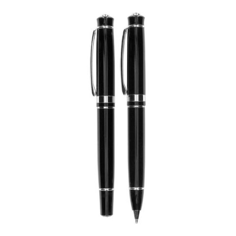 Ball Pen &amp; Rollerball Set Black | 1-Colour Pad Print