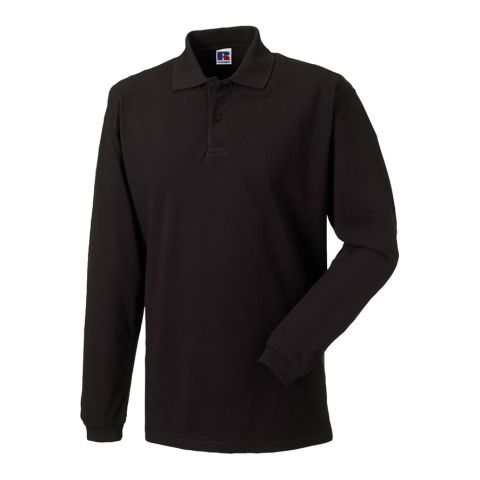 Long Sleeve Polo Pique Black | No Branding