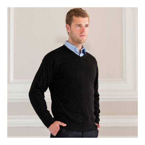 Knitted Jumper with V-Neck Black | No Branding