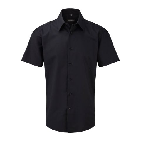 Organic Short Sleeved Oxford Shirt Black | No Branding