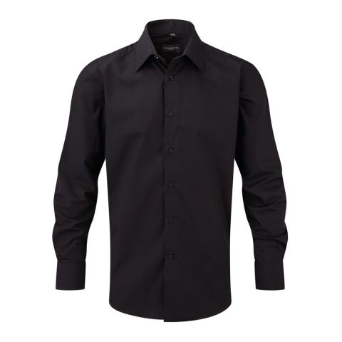 Long Sleeved tapered Popeline Shirt Black | No Branding
