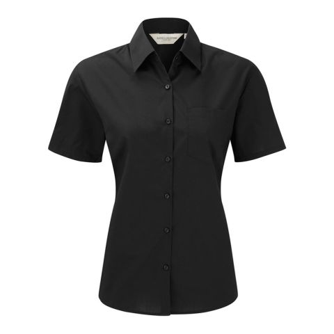 Short Sleeved Popeline Blouse Black | No Branding