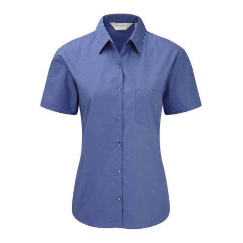 Short Sleeved Popeline Women&#039;s Blouse Royal Blue | No Branding