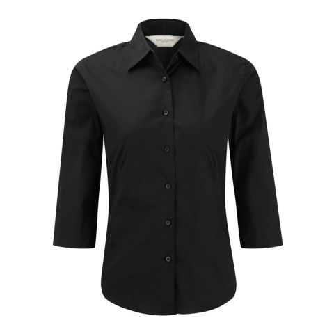 Tapered Women&#039;s Blouse with 3/4 Length Sleeve Black | No Branding