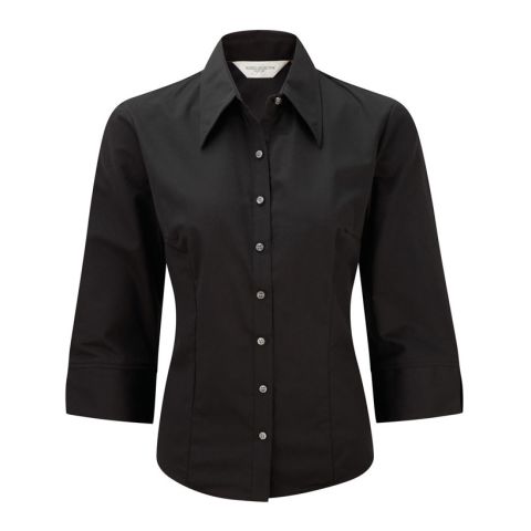 Tapered Women&#039;s Blouse 3/4 Length Sleeve Black | No Branding