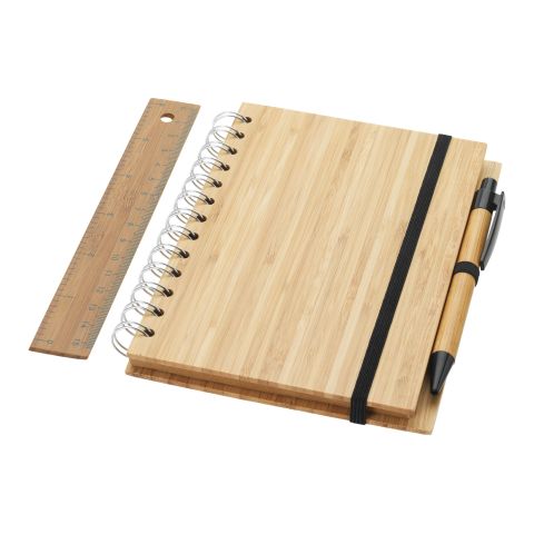 Franklin B6 bamboo notebook with pen and ruler