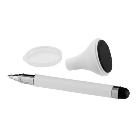 Bullet Stylus Ballpoint Pen &amp; Screen Cleaner White | Without Branding