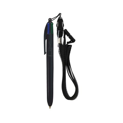 BIC 4 Colours Ball Pen + Lanyard Black | Without Branding