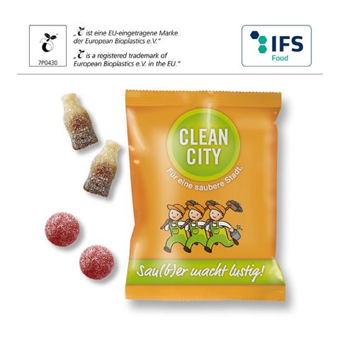 Sour fruit gum with compostable bag 1C Digital Print