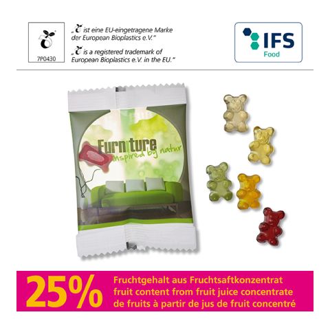 Fruit juice gum bears with compostable bag 3C Digital Print