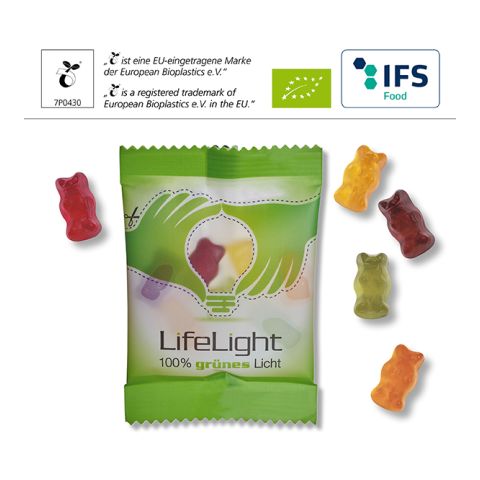 Organic fruit gum bears with compostable bag 4C Digital Print