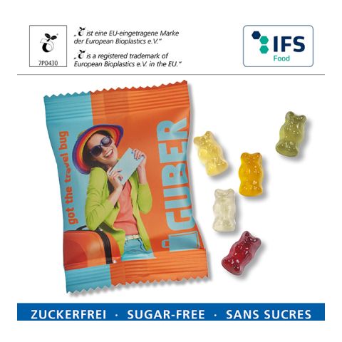 Sugar-free fruit gum bears with compostable bag 2C Digital Print