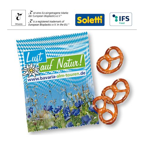 Salty Mini Pretzels with compostable bag 2C Digital Print