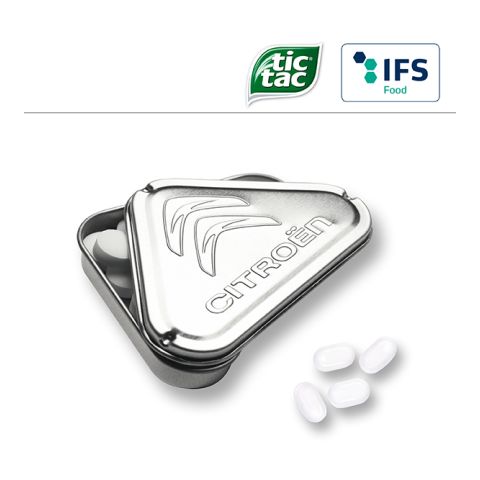 Embossed Triangle CLICK CLACK tin with tic tac Embossing