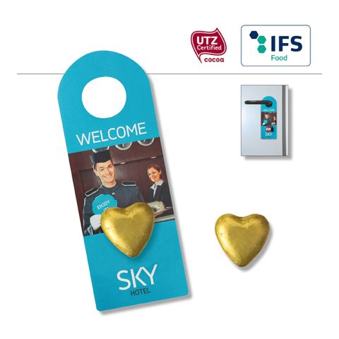 Promo Door-Tag with chocolate heart 1-4C Digital Print