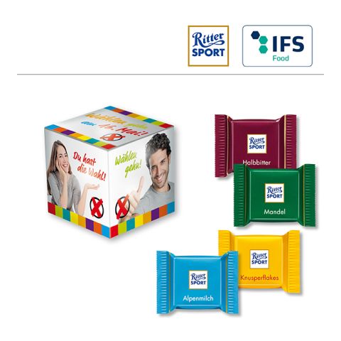 Mini Promo-Cube with Ritter Sport QUADRETTIES 4C Digital Print