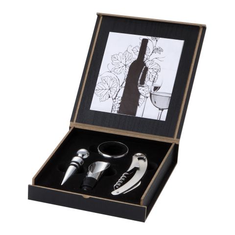 Belgio 4-Piece Wine Set Black - Silver | Without Branding