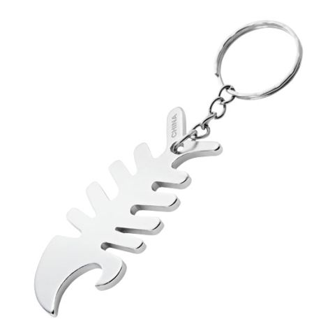 Fish Bone Key Chain &amp; Cord Wrap Silver | Without Branding