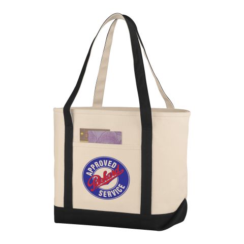 Premium Heavy Weight Cotton Boat Tote Beige - Black | Without Branding