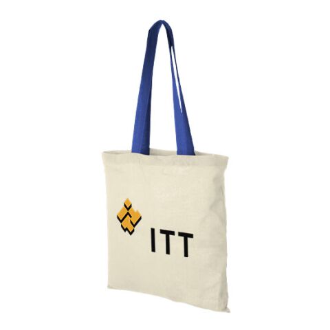 Nevada Cotton Tote  Beige - Royal Blue | 3 - Colour Screen Print