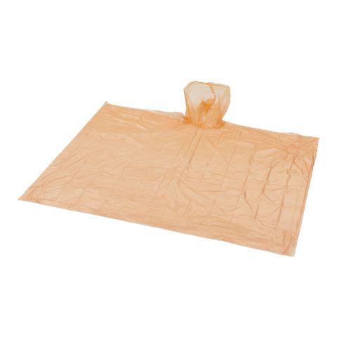 Disposable Rain Poncho With Pouch Transparent - Orange | Without Branding