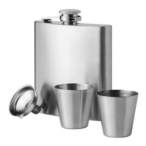 Texas Hip Flask With Cups  Silver | Without Branding